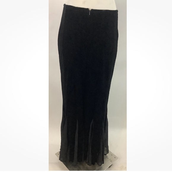 Vintage Cachet Sz S Maxi Velvet Mesh Tulip Hem Whimsigoth Witchy Skirt Black - Picture 4 of 7